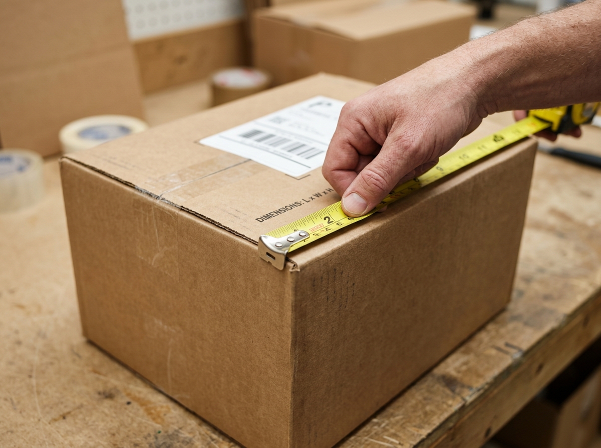 Tape measure and packing materials for calculating shipment volume