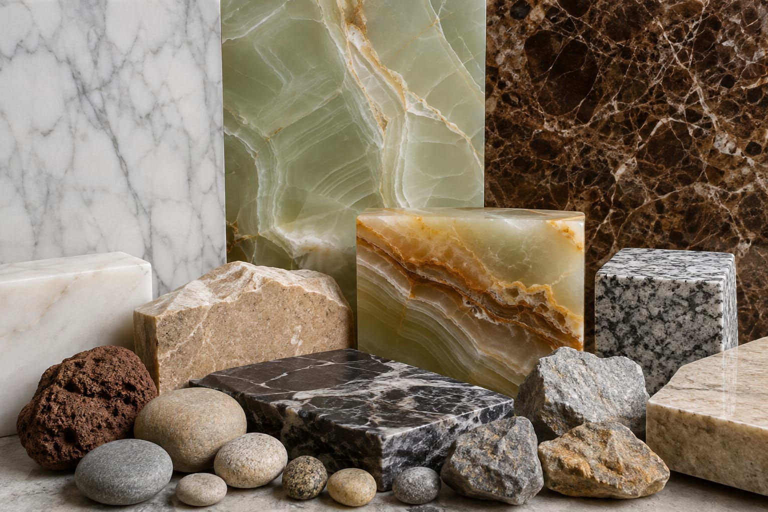 Marble and onyx slabs quarried in Pakistan