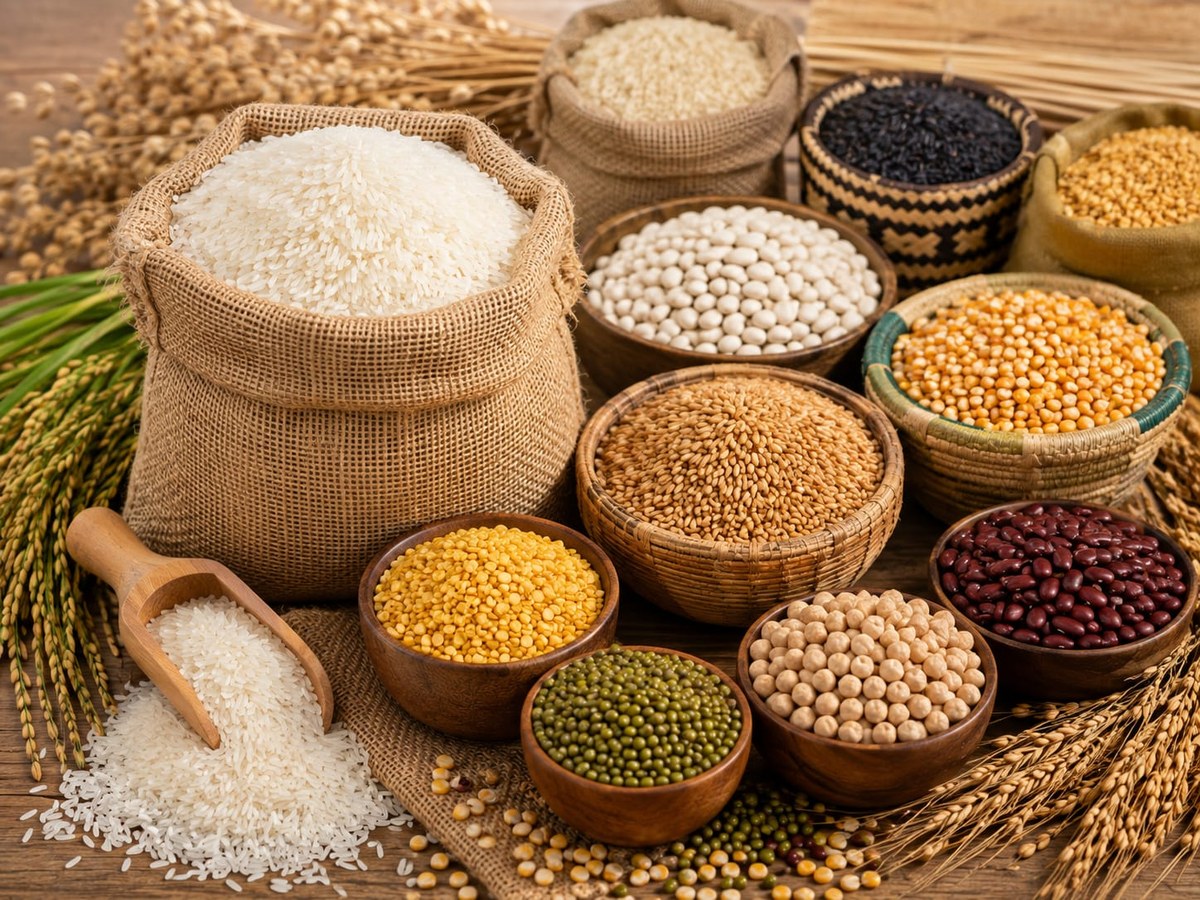 Basmati rice packed for export from Pakistan